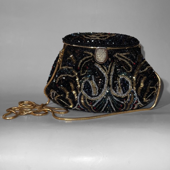 Small Black & Gold Beaded Clutch - Picture 2 of 9